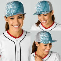 Polynesia Baseball Net Cap Hippie Blue Tribal Turtle Floral Pattern - Polynesian Pride