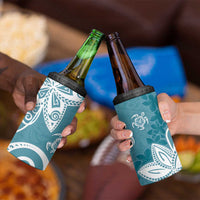 Polynesia 4 in 1 Can Cooler Tumbler Hippie Blue Tribal Turtle Floral Pattern
