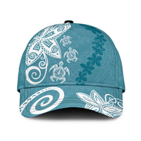 Polynesia Classic Cap Hippie Blue Tribal Turtle Floral Pattern LT05 Universal Fit Blue - Polynesian Pride