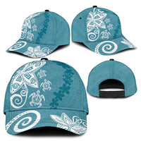 Polynesia Classic Cap Hippie Blue Tribal Turtle Floral Pattern LT05 - Polynesian Pride