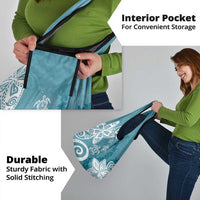 Polynesia Grocery Bag Hippie Blue Tribal Turtle Floral Pattern