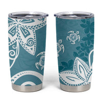 Polynesia Tumbler Cup Hippie Blue Tribal Turtle Floral Pattern