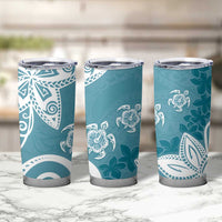Polynesia Tumbler Cup Hippie Blue Tribal Turtle Floral Pattern