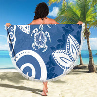 Polynesia Beach Blanket Blue Tribal Turtle Floral Pattern