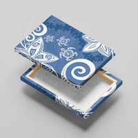 Polynesia Canvas Wall Art Blue Tribal Turtle Floral Pattern