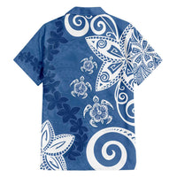 Polynesia Family Matching Puletasi and Hawaiian Shirt Blue Tribal Turtle Floral Pattern LT05 - Polynesian Pride