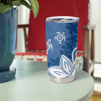 Polynesia Tumbler Cup Blue Tribal Turtle Floral Pattern