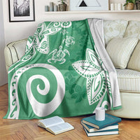 Polynesia Blanket Green Tribal Turtle Floral Pattern