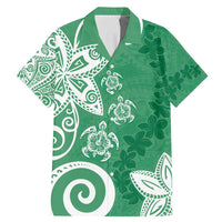 Polynesia Family Matching Mermaid Dress and Hawaiian Shirt Green Tribal Turtle Floral Pattern