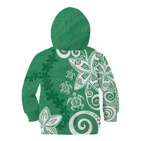 Polynesia Kid Hoodie Green Tribal Turtle Floral Pattern