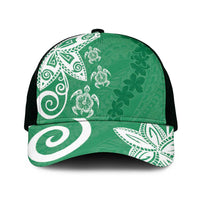 Polynesia Mesh Trucker Cap Green Tribal Turtle Floral Pattern LT05 One Size Black Green - Polynesian Pride