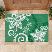 Polynesia Rubber Doormat Green Tribal Turtle Floral Pattern
