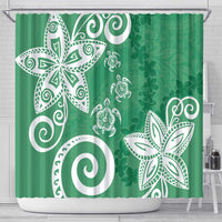 Polynesia Shower Curtain Green Tribal Turtle Floral Pattern