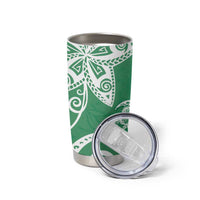 Polynesia Tumbler Cup Green Tribal Turtle Floral Pattern