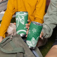 Polynesia Tumbler Cup Green Tribal Turtle Floral Pattern