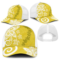 Polynesia Baseball Net Cap Yellow Tribal Turtle Floral Pattern - Polynesian Pride