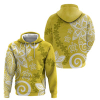 Polynesia Hoodie Yellow Tribal Turtle Floral Pattern