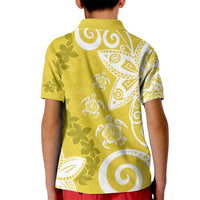 Polynesia Kid Polo Shirt Yellow Tribal Turtle Floral Pattern