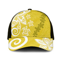 Polynesia Mesh Trucker Cap Yellow Tribal Turtle Floral Pattern LT05 One Size Black Yellow - Polynesian Pride