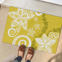 Polynesia Rubber Doormat Yellow Tribal Turtle Floral Pattern