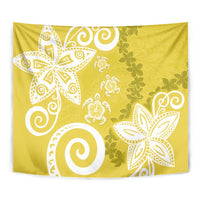 Polynesia Tapestry Yellow Tribal Turtle Floral Pattern