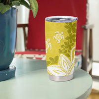 Polynesia Tumbler Cup Yellow Tribal Turtle Floral Pattern