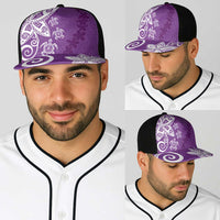 Polynesia Baseball Net Cap Purple Tribal Turtle Floral Pattern - Polynesian Pride