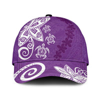Polynesia Classic Cap Purple Tribal Turtle Floral Pattern - Polynesian Pride