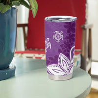 Polynesia Tumbler Cup Purple Tribal Turtle Floral Pattern