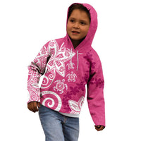 Polynesia Kid Hoodie Pink Tribal Turtle Floral Pattern
