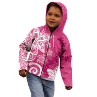 Polynesia Kid Hoodie Pink Tribal Turtle Floral Pattern