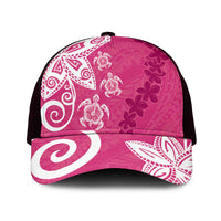 Polynesia Mesh Trucker Cap Pink Tribal Turtle Floral Pattern LT05 One Size Black Pink - Polynesian Pride
