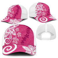 Polynesia Mesh Trucker Cap Pink Tribal Turtle Floral Pattern LT05 - Polynesian Pride