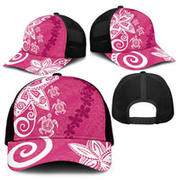 Polynesia Mesh Trucker Cap Pink Tribal Turtle Floral Pattern LT05 - Polynesian Pride