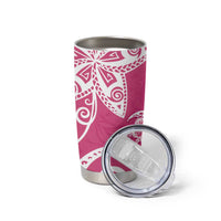 Polynesia Tumbler Cup Pink Tribal Turtle Floral Pattern