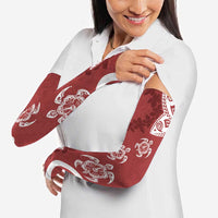 Polynesia Arm Sleeves Red Tribal Turtle Floral Pattern - Polynesian Pride
