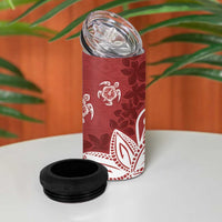 Polynesia 4 in 1 Can Cooler Tumbler Red Tribal Turtle Floral Pattern