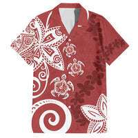 Polynesia Family Matching Tank Maxi Dress and Hawaiian Shirt Red Tribal Turtle Floral Pattern