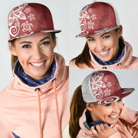Polynesia Mesh Trucker Cap Red Tribal Turtle Floral Pattern - Polynesian Pride