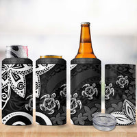 Polynesia 4 in 1 Can Cooler Tumbler Black Tribal Turtle Floral Pattern