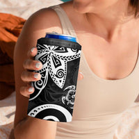Polynesia 4 in 1 Can Cooler Tumbler Black Tribal Turtle Floral Pattern