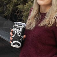 Polynesia Tumbler Cup Black Tribal Turtle Floral Pattern