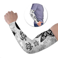 Polynesia Arm Sleeves White Tribal Turtle Floral Pattern - Polynesian Pride