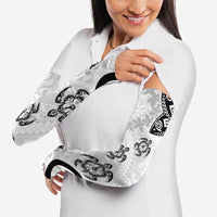 Polynesia Arm Sleeves White Tribal Turtle Floral Pattern - Polynesian Pride