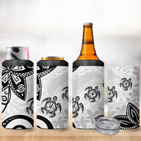 Polynesia 4 in 1 Can Cooler Tumbler White Tribal Turtle Floral Pattern