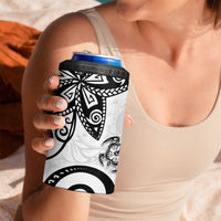 Polynesia 4 in 1 Can Cooler Tumbler White Tribal Turtle Floral Pattern