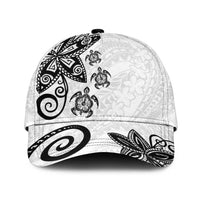 Polynesia Classic Cap White Tribal Turtle Floral Pattern - Polynesian Pride
