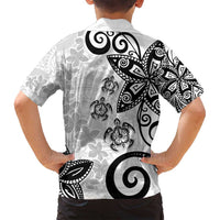 Polynesia Family Matching Summer Maxi Dress and Hawaiian Shirt White Tribal Turtle Floral Pattern LT05 - Polynesian Pride