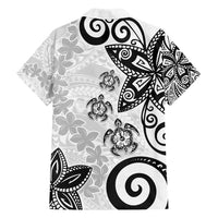 Polynesia Family Matching Tank Maxi Dress and Hawaiian Shirt White Tribal Turtle Floral Pattern