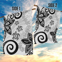 Polynesia Garden Flag White Tribal Turtle Floral Pattern